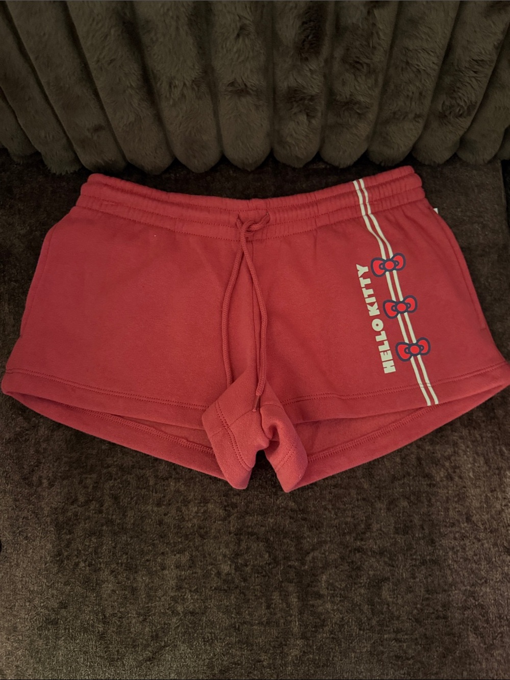Hello Kitty Pink Athletic Lounge Shorts with Bow Stripe